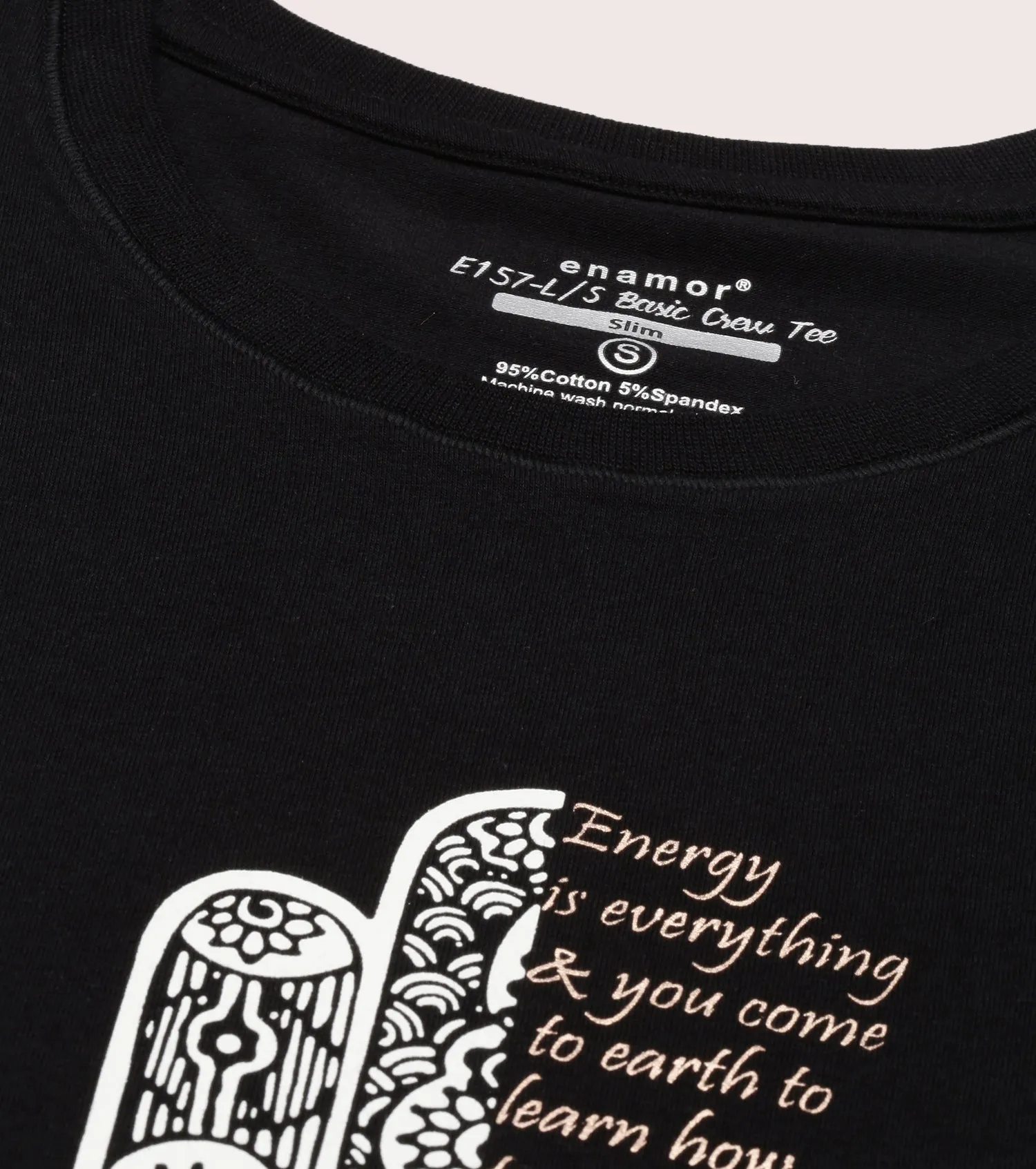 Long Sleeve Basic Crew Tee – Graphic Print | Crew Neck Basic Stretch Cotton Tee